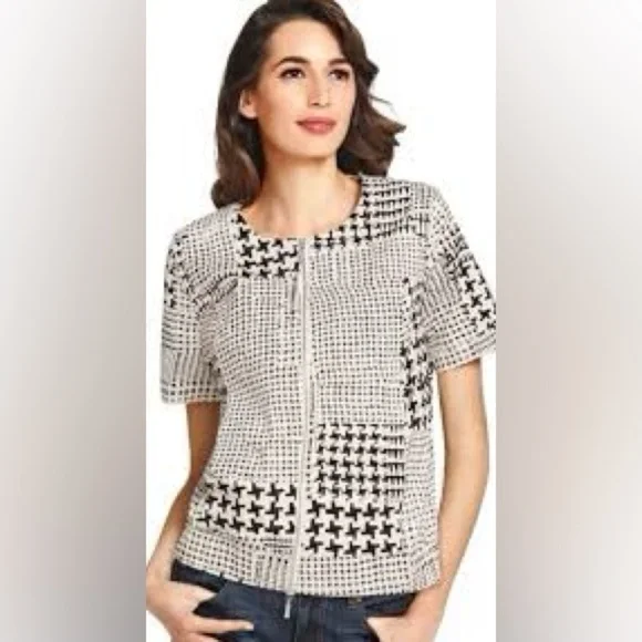 CAbi- Coupe Bomber Jacket Off-White and Black Jacket-Medium - Picture 1 of 10